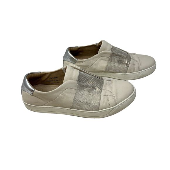 Johnston & Murphy Eden Leather Slip-On Sneakers Metallic Pewter Sz 8.5" - Picture 3 of 7